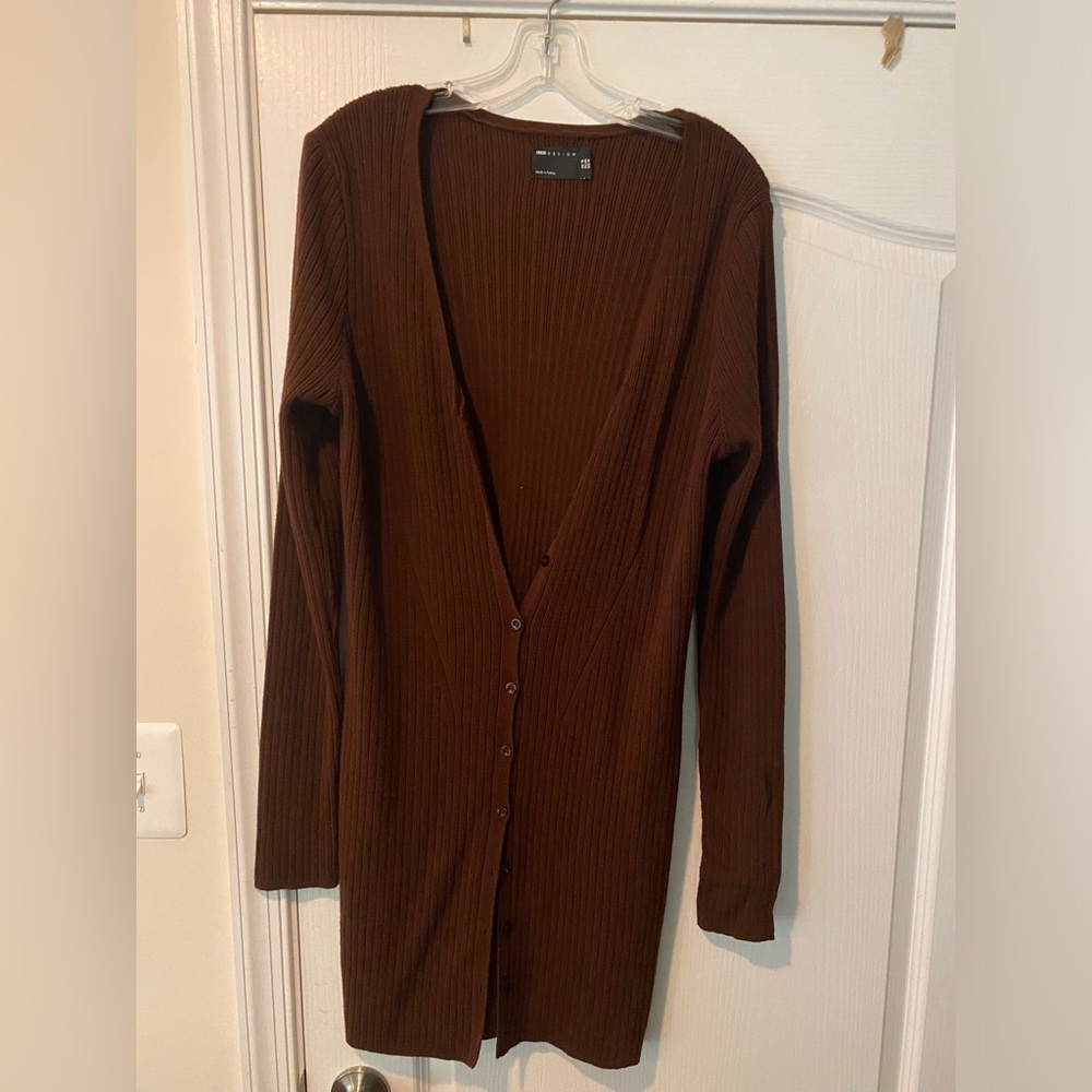 ASOS deep v neck button up sweater